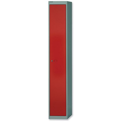 Bisley Locker Steel 1-Door W305xD305xH1802mm Goose Grey-Red