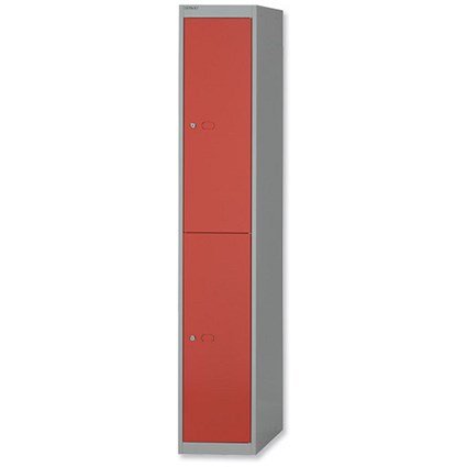 Bisley Locker Steel 2-Door W305xD305xH1802mm Goose Grey-Red