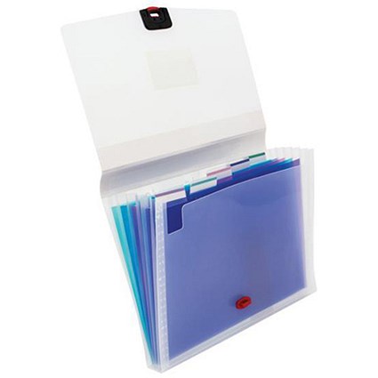 Concord Expanding Organiser File with Multicoloured Dividers / 6-Part / A4 / Clear