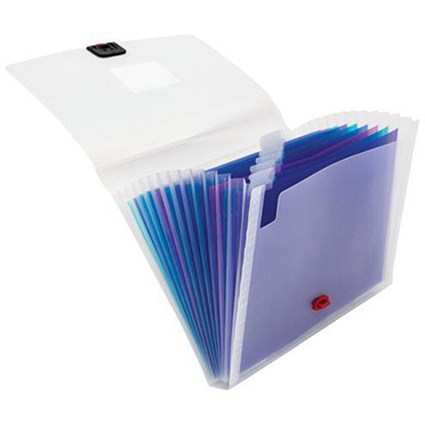 Concord Expanding Organiser File with Multicoloured Dividers / 13-Part / A4 / Clear