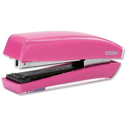 Rapid S27 Stapler SuperFlatClinch Half Strip Solid Steel Capacity 30 Sheets Freeze Pink
