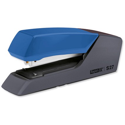 Rapid S27 Stapler SuperFlatClinch Half Strip Solid Steel Capacity 30 Sheet Blue and Graphite