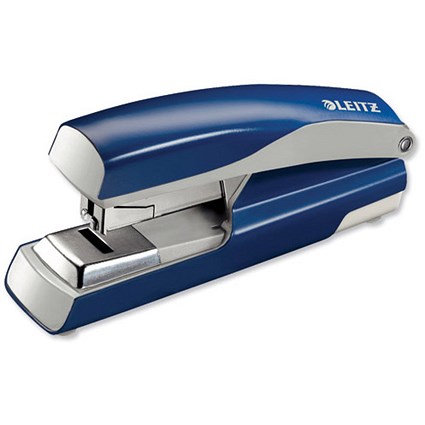 Leitz 5523 Flat Clinch Stapler Opens 180 degrees 26/6 24/6 Capacity 40 Sheets Blue