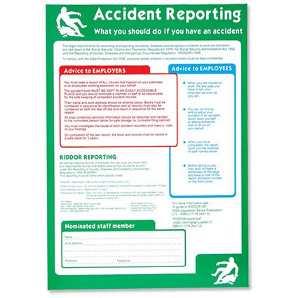 Stewart Superior Health and Safety Poster Laminated Accident Reporting H420xW595mm