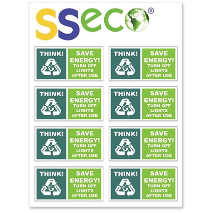 SSeco Lighting Stickers Educational Printed on Reverse Self-adhesive Vinyl 46x23mm [Pack 8]