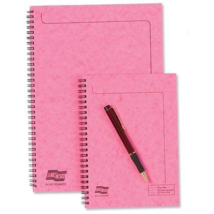 Europa Notemaker Book Sidebound Ruled 80gsm 120 Pages A4 Pink [Pack 10]
