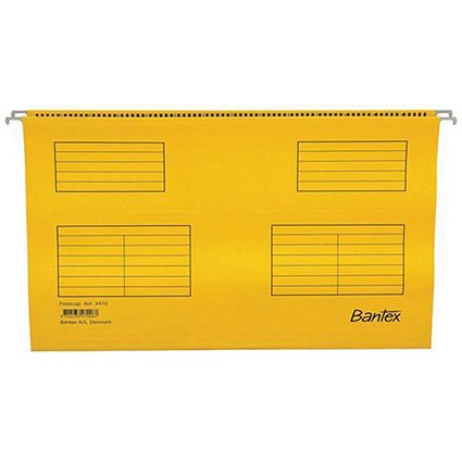 Bantex Flex Kraft Suspension Files / V Base / 15mm to 30mm Capacity / Foolscap / Yellow / Pack of 25