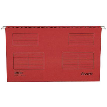 Bantex Flex Kraft Suspension Files / V Base / 15mm to 30mm Capacity / Foolscap / Red / Pack of 25