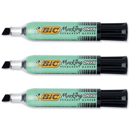 Bic ONYX 1481 Mini Permanent Marker Chisel Tip Black [Pack 12]