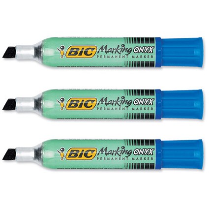 Bic ONYX 1481 Mini Permanent Marker Chisel Tip Blue [Pack 12]