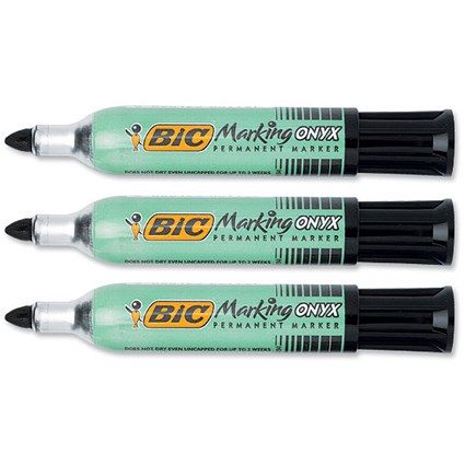 Bic ONYX 1482 Mini Permanent Marker Bullet Tip Line Width 1.5mm Black [Pack 12]