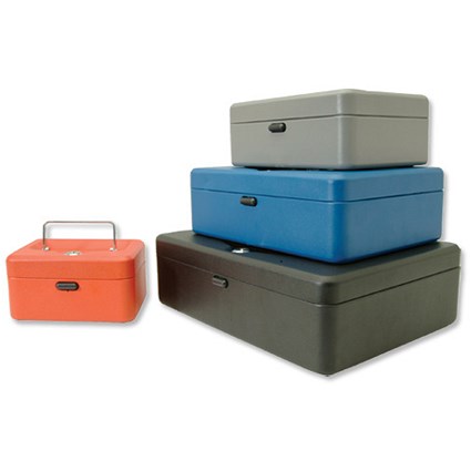 Helix Value Cash Box with Simple Latch and 2 Keys plus Removable Coin Tray 250mm Grey