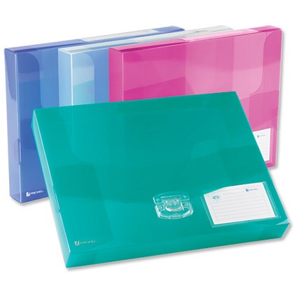 Rexel Ice Document Box Polypropylene 60mm A4 Translucent Assorted [Pack 5]
