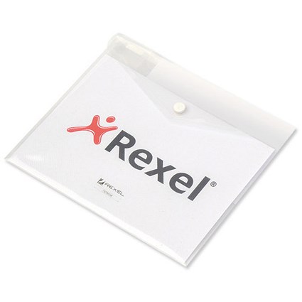 Rexel Ice Wallet Durable Polypropylene Popper-seal ID Pocket A4 Translucent Clear [Pack 5]