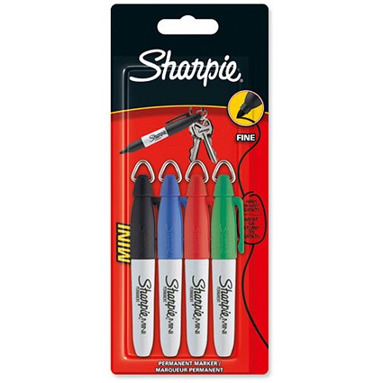 Sharpie Mini Permanent Marker / Fine / Assorted Colours / Wallet of 4