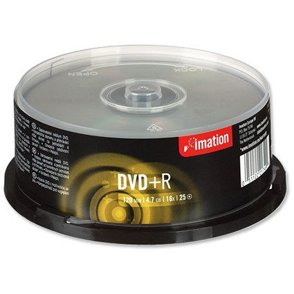 Imation DVD+R Recordable Disk Write-once on Spindle 16x Speed 120min 4.7Gb [Pack 25]