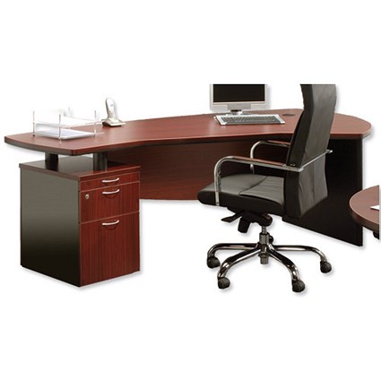 Elysium Executive Desk Left-hand 37mm Top with 3 Drawer Filing Pedestal W2200xD1190xH750mm Mahogany
