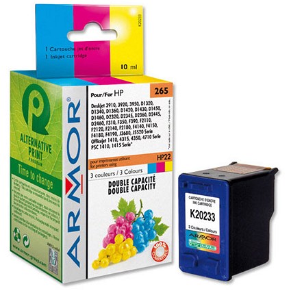 Armor Compatible Inkjet Cartridge Page Life 320pp Colour [HP No.22 C9352CE Equivalent] Ref K20233