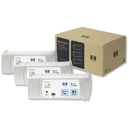 Hewlett Packard [HP] No. 81 Dye Ink Cartridge 680ml Light Cyan Ref C5070A [Pack 3]