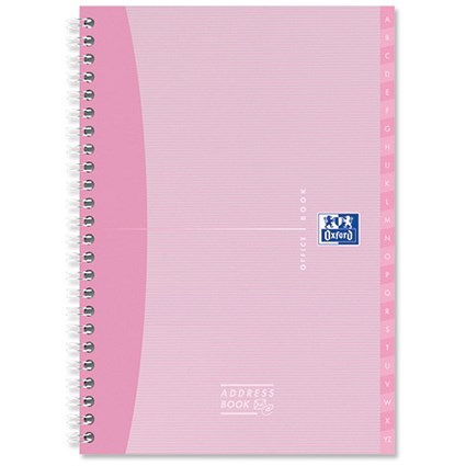 Oxford Office Address Book Wirebound Pearlised Cover 144 Pages 90gsm A5 Assorted