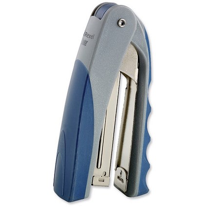 Rexel Centor Half Strip Stapler for 26/6 & 24/6 Staples, 20 Sheets Capacity, Silver & Blue