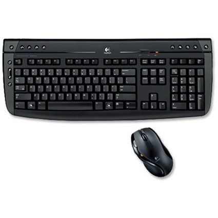 Logitech Pro 2800 Cordless Desktop Keyboard Optical Mouse 128-bit Encryption 2.4 GHz