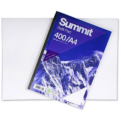 Summit Refill Pad / A4 / Feint / Ruled with Margin / 400 Pages / Pack of 3