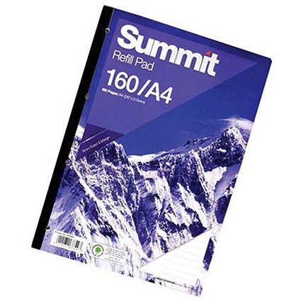 Summit Refill Pad Narrow Ruled with Margin 60gsm 160pp A4 White [Pack 5]