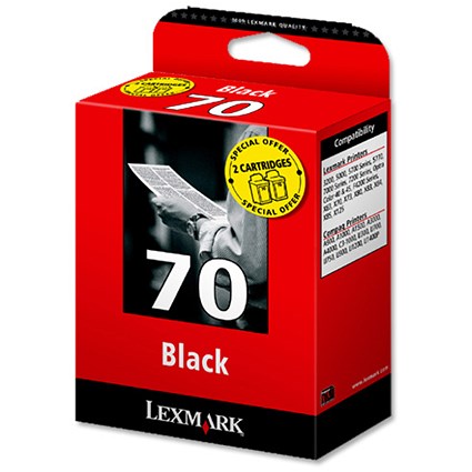 Lexmark No. 70 Inkjet Cartridge Black Ref 80D2957BA [Pack 2]