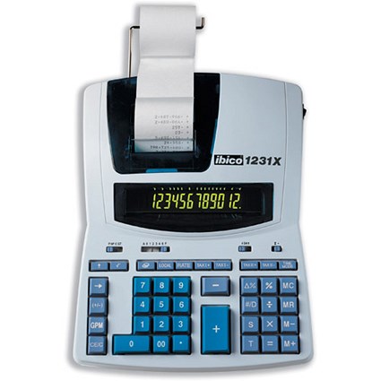 Ibico Calculator Printing 1231X 2 Colour Display and Print Tax Currency Cost Grand Total Ref IB410109