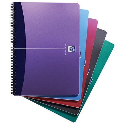 Oxford Office Soft Cover Wirebound Notebook / With Bookmark and Ruler / A4 / 180 Pages / Random Colour / Pack of 5