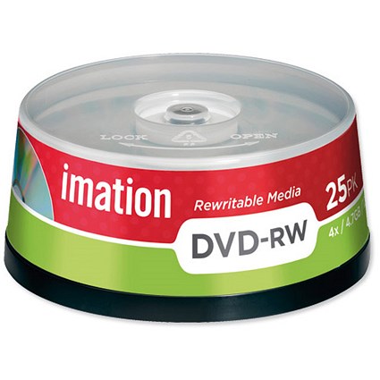 Imation DVD-RW Rewritable Disk on Spindle 4x Speed 120min 4.7GB [Pack 25]