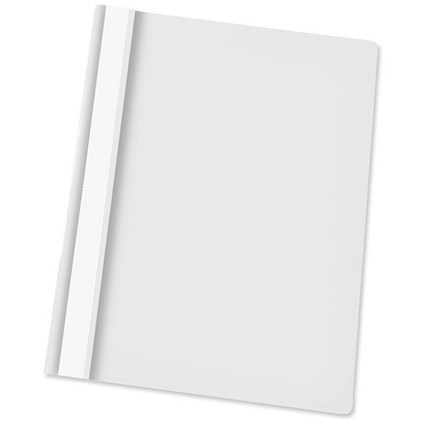 Esselte Report Flat File Lightweight Plastic Clear Front A4 White [Pack 25]