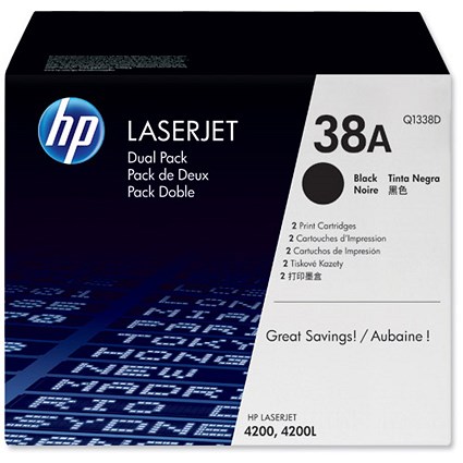 HP 38A Black Laser Toner Cartridge (Twin Pack)