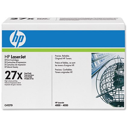 Hewlett Packard [HP] Laser Toner Cartridges Total Page Life 12000pp Black Ref C4127D [Pack 2]