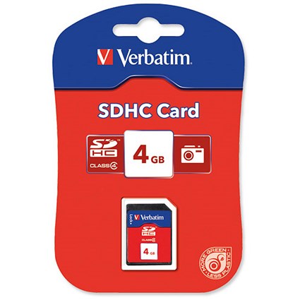 Verbatim SDHC Media Memory Card SD 2.0 FAT32 Class 6 Read 6MB/s Write 6MB/s 4GB