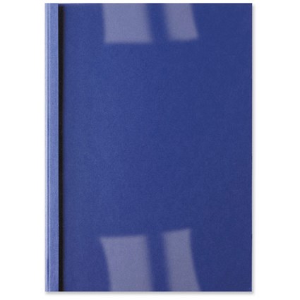 GBC Thermal Binding Covers 4mm Front PVC Clear Back Leathergrain A4 Royal Blue [Pack 100]