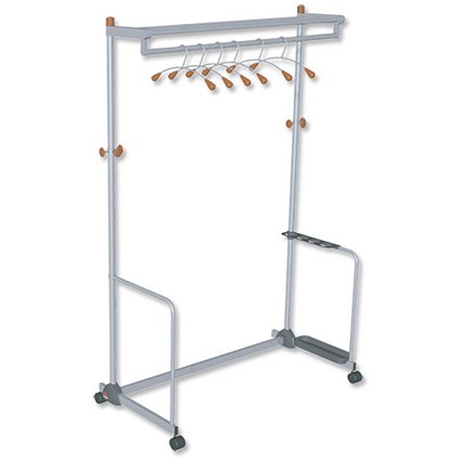 Alba Coat and Garment Rack Mobile Lockable Castors Capacity 40-50 Hangers W1200xD600xH1800mm