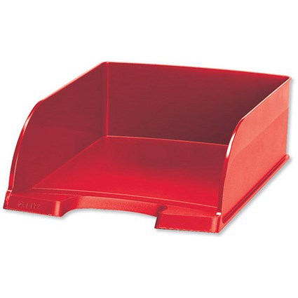 Leitz Plus Jumbo Letter Tray Deep-sided with 2 Label Positions Red
