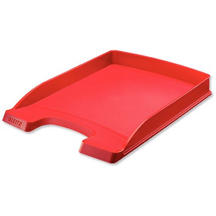 Leitz Plus Letter Tray Slim Polystyrene with 2 Label Positions Red