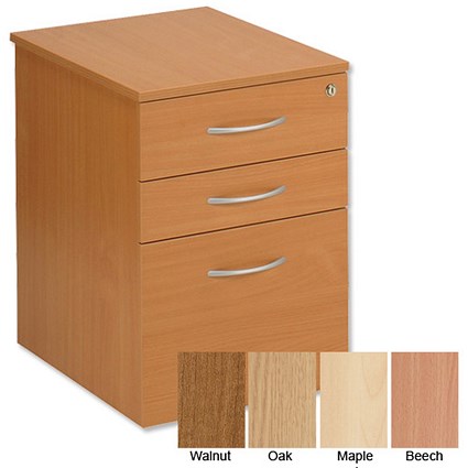 Sonix Mobile Filing Pedestal High Under-desk 3 Drawer W420xD570xH610mm Beech