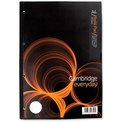 Cambridge Refill Pad Sidebound Ruled Margin Punched 4 Holes 70gsm 400pp A4 [Pack 5]