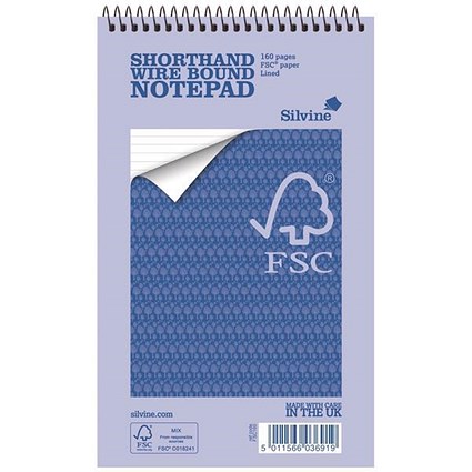 Silvine Spiral Bound Notebook / 125x200mm / Feint Ruled / 160 Pages / Pack of 10