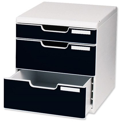 Exacompta Modulo Filing Unit 3 Drawer Set with Lock A4 Grey and Black