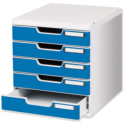 Exacompta Modulo Filing Unit 5 Drawer Set with Lock A4 Grey and Blue