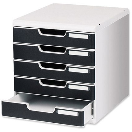 Exacompta Modulo Filing Unit 5 Drawer Set with Lock A4 Grey and Black