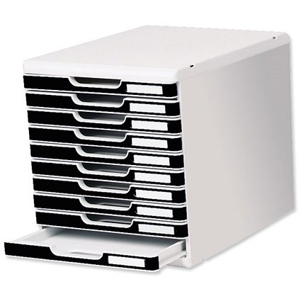 Exacompta Modulo Filing Unit 10 Drawer Set with Lock A4 Grey and Black