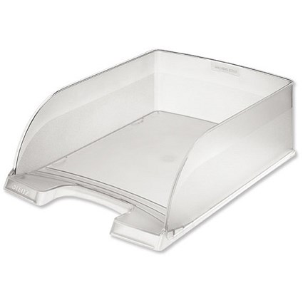 Leitz Plus Jumbo Letter Tray Deep-sided with 2 Label Positions Clear