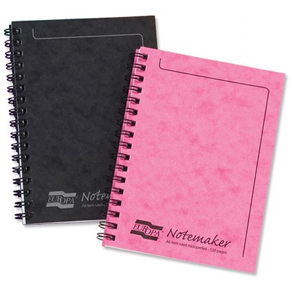 Europa Notemaker Book Sidebound Ruled 80gsm 120 Pages A6 Pink [Pack 10]