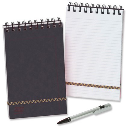 Europa Major Notepad Wirebound Elasticated Ruled 80gsm 300 Pages 202x127mm Black [Pack 5]
